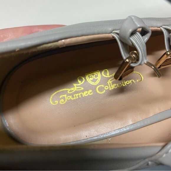 Journee Collection Rory heeled Mary Jane Pumps gray black toe vintage vibe 9 - Picture 10 of 10